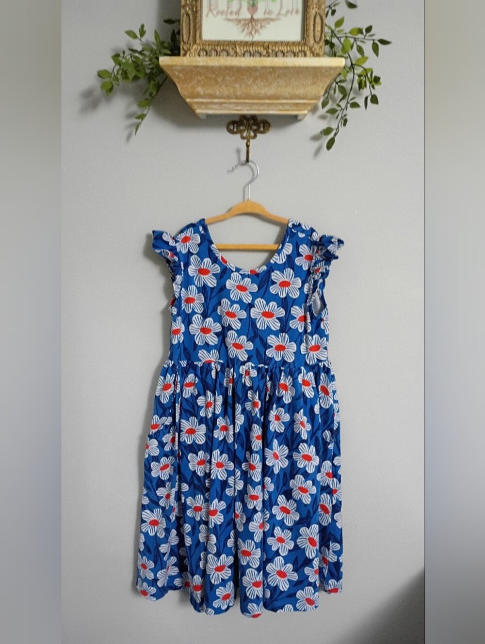 Hanna Andersson Blue Floral Ruffle-Sleeve Dress